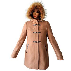 Like New! Cole Haan Wool Blend Jacket w/ Faux Fur Hood